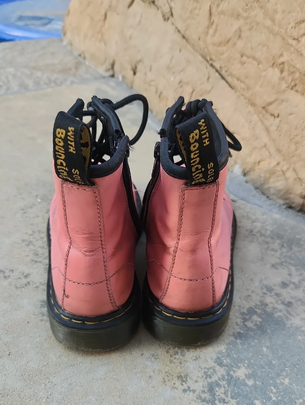 Dr. Martens 1460 Pink Lace-Up Combat Boots Size 2 Kids Girls Classic Punk Style